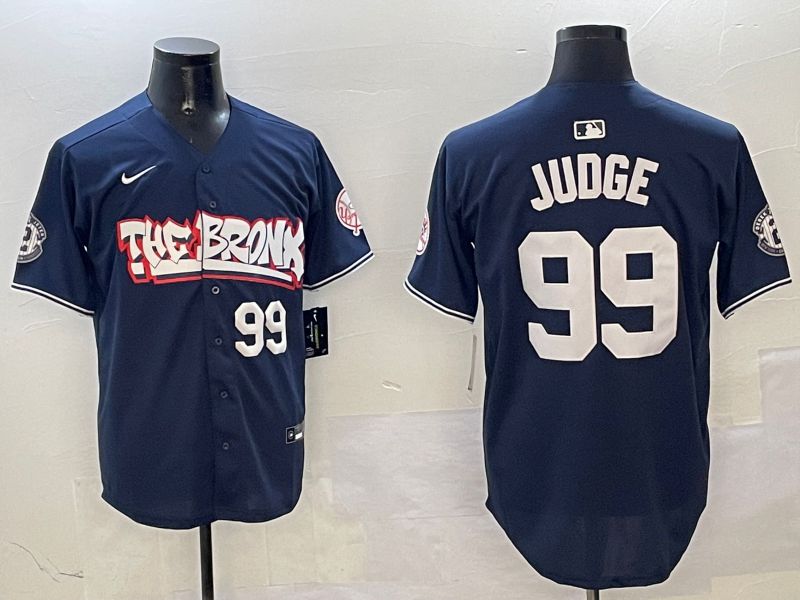 Men New York Yankees #99 Judge Drak Blue four generations Joint Name 2025 Nike MLB Jersey style 4